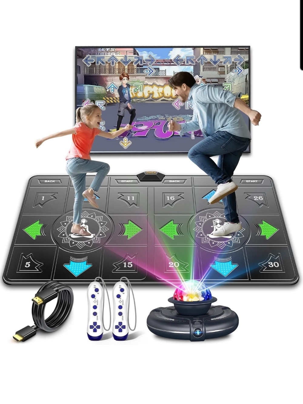 Dance Mat Gamepad Set with Motion Controllers - Black